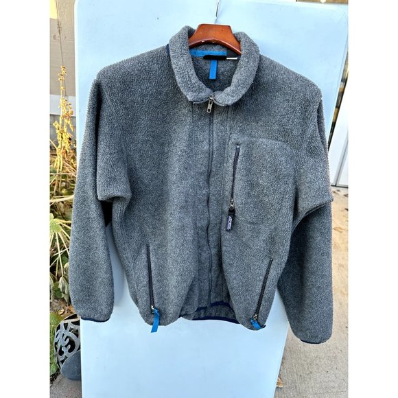 Patagonia VintageDeep Pile Full zipmens Gray Made in USA RARE Sz M